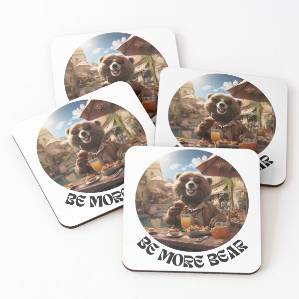 Item preview, A bear enjoying some alfresco drinks designed and sold by JeNoStudio.