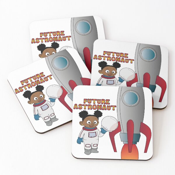 Item preview, 'Future Astronaut' Girl with Rocket (Afro puffs) designed and sold by ThingsByNin.