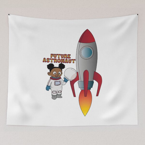 Item preview, 'Future Astronaut' Girl with Rocket (Afro puffs) designed and sold by ThingsByNin.