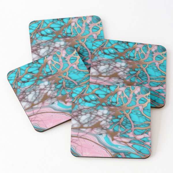 Item preview, Pink & Turquoise Marble with Flecks of Gold #2 designed and sold by BirdsnStuff.