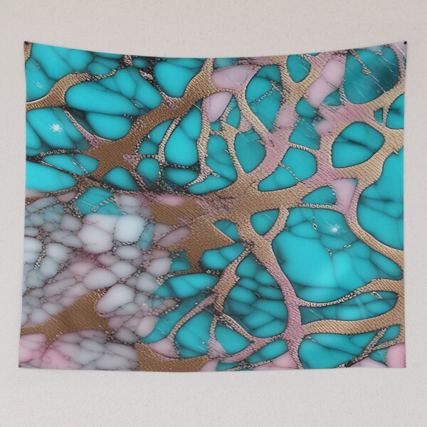 Item preview, Pink & Turquoise Marble with Flecks of Gold #2 designed and sold by BirdsnStuff.