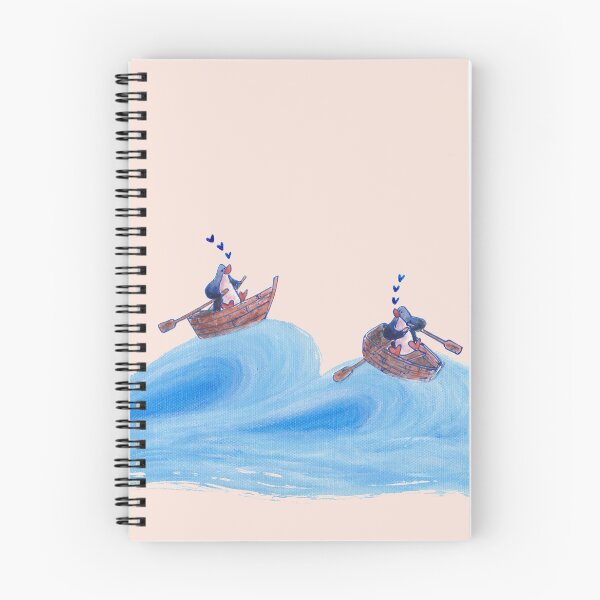 Item preview, Two penguins in rowboats riding waves in a pink sky. designed and sold by PenguinGirl-Art.