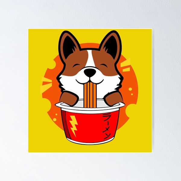 Item preview, Corgi Eating Ramen Noodle - Japanese Food designed and sold by FridPix.
