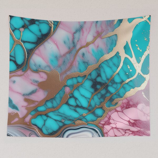 Item preview, Pink & Turquoise Marble with Flecks of Gold #3 designed and sold by BirdsnStuff.