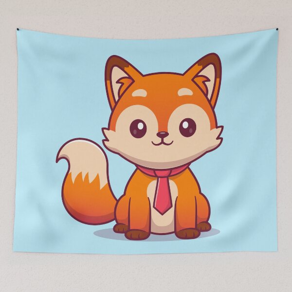 Item preview, Dapper Fox: Cute Fox Sitting with Tie Cartoon Vector designed and sold by hjian8219.