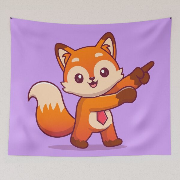 Item preview, Curious Fox: Cute Fox Pointing Finger Cartoon designed and sold by hjian8219.