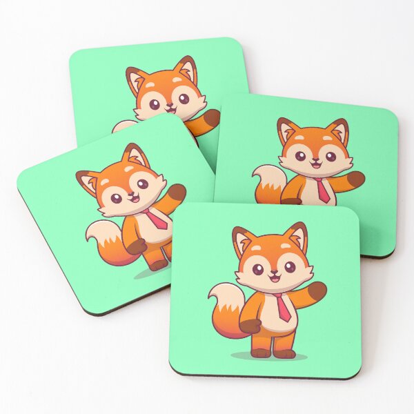 Item preview, "Friendly Fox: Cute Fox with Tie Waving Hand Cartoon" designed and sold by hjian8219.