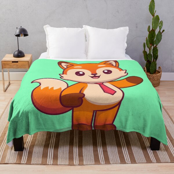 Item preview, "Friendly Fox: Cute Fox with Tie Waving Hand Cartoon" designed and sold by hjian8219.