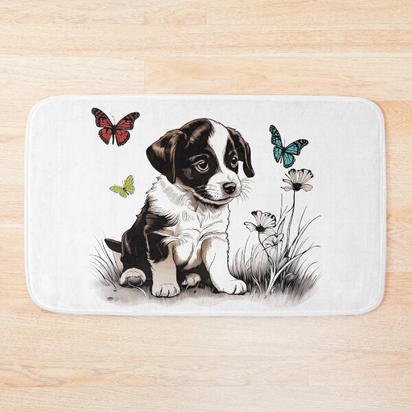 Item preview, puppy with butterfly 2023 tileartwork designed and sold by tileartwork.
