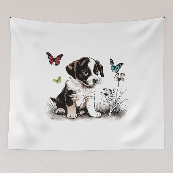 Item preview, puppy with butterfly 2023 tileartwork designed and sold by tileartwork.