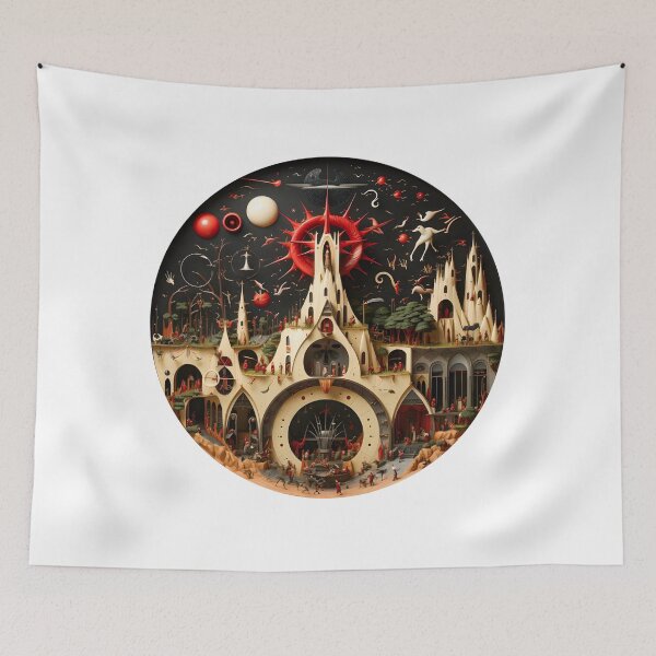 Item preview, Surrealist Hieronymus Bosch Style Landscape Painting - Religious Themed designed and sold by AlanPhotoArt.