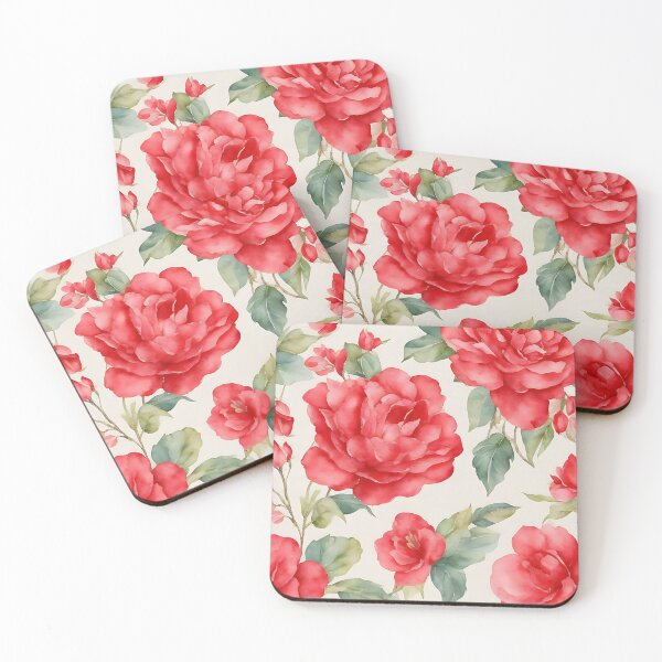 Item preview, Extremely detailed botanical watercolor floral seamless pattern Red,vector pink watercolor floral background designed and sold by teerapol24.