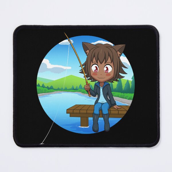 Item preview, Fishing Chibi Cat Girl - Circle designed and sold by Ecchi Misanthrope.