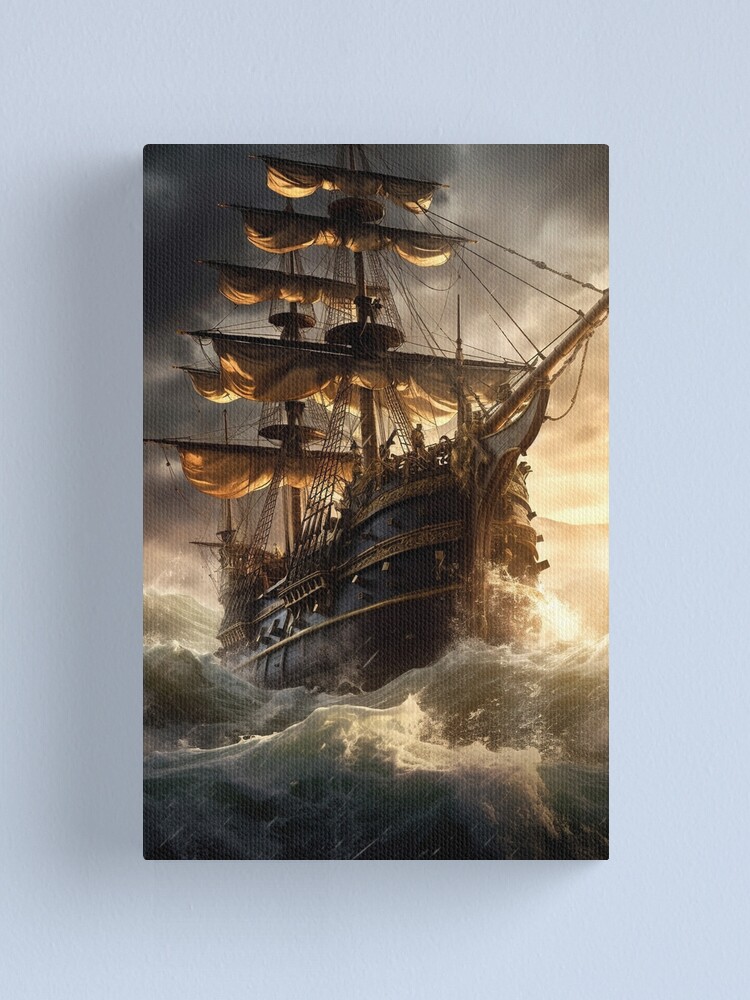 Tableau Toile Navire Pirate Océan Trésor - 70x50cm Impression Artmur ARTTOR