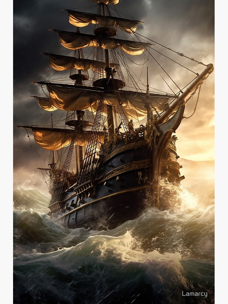 Poster for Sale avec l'œuvre « Bateau pirate majestueux » de l