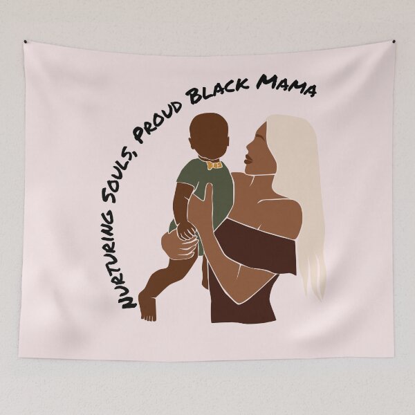 Item preview, beautiful black woman and her child, black maternity, black mother designed and sold by womenandflowers.