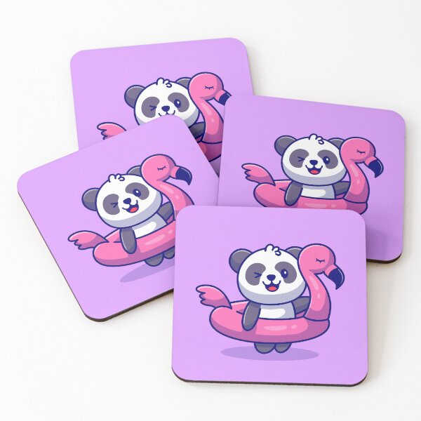 Item preview, Panda Cruise: Cute Panda with Flamingo Tires Cartoon designed and sold by hjian8219.
