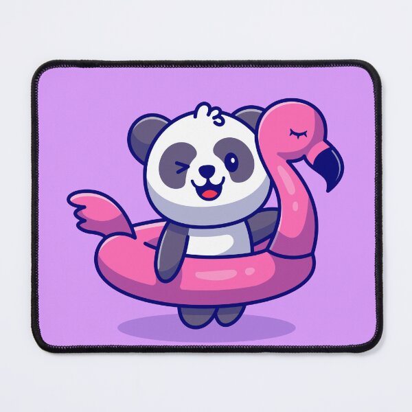 Item preview, Panda Cruise: Cute Panda with Flamingo Tires Cartoon designed and sold by hjian8219.