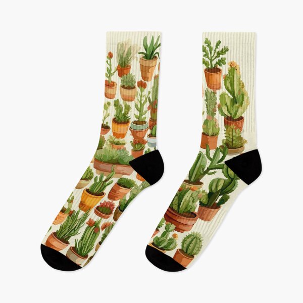 Item preview, cute watercolor cacti and succulents in terracotta pots pattern designed and sold by Doooriginals.