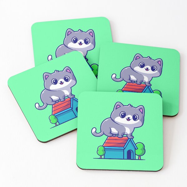 Item preview, Home Sweet Home: Cute Cat Sitting on House Cartoon Vector Icon designed and sold by hjian8219.