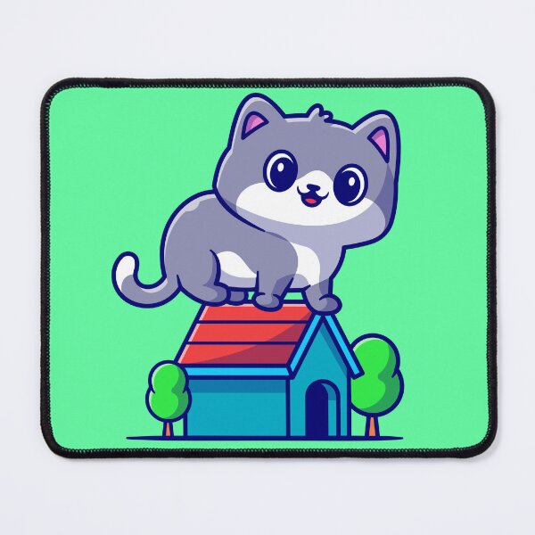 Item preview, Home Sweet Home: Cute Cat Sitting on House Cartoon Vector Icon designed and sold by hjian8219.