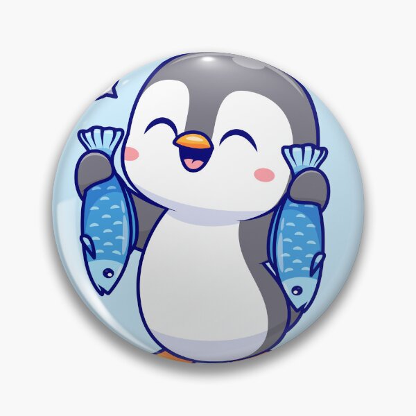 Item preview, Penguin's Catch: Cute Penguin Holding Fish Cartoon Icon designed and sold by hjian8219.