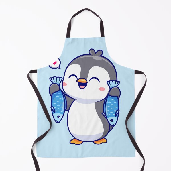 Item preview, Penguin's Catch: Cute Penguin Holding Fish Cartoon Icon designed and sold by hjian8219.