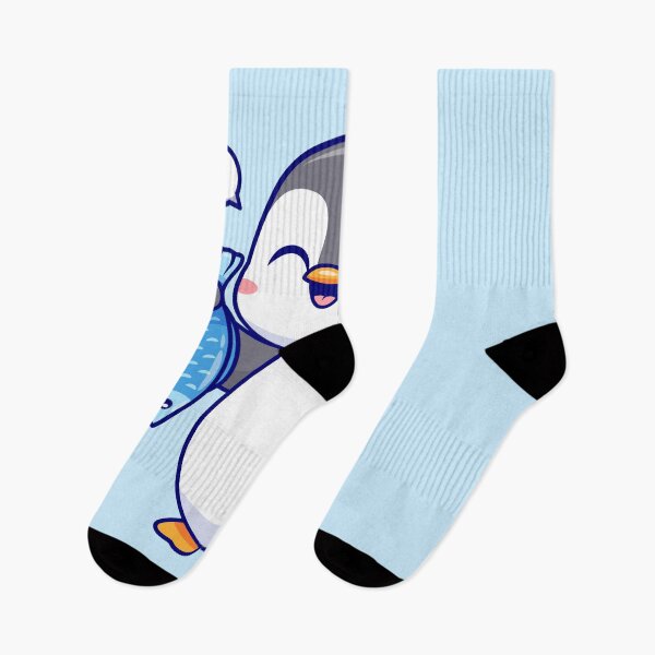Item preview, Penguin's Catch: Cute Penguin Holding Fish Cartoon Icon designed and sold by hjian8219.