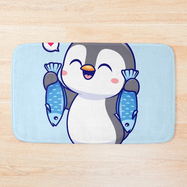 Item preview, Penguin's Catch: Cute Penguin Holding Fish Cartoon Icon designed and sold by hjian8219.