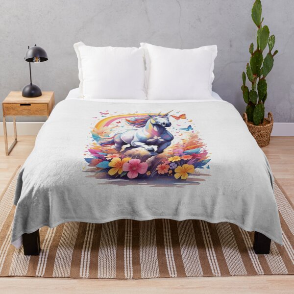 Item preview, Dreamy wild unicorn running free among flowers, butterflies and beautiful rainbow behind. designed and sold by paulo silveira.