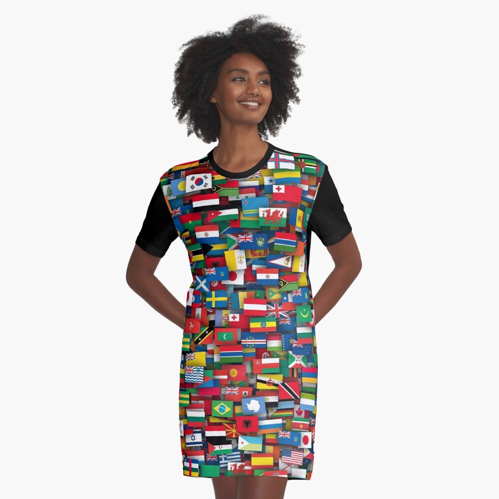 Flags of all countries of the world Graphic T-Shirt Dress