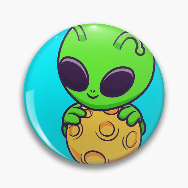 Item preview, Title: "Out-of-This-World Journey: Cute Alien Flying with Moon Cartoon Icon" designed and sold by hjian8219.