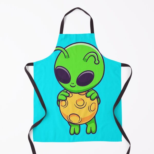 Item preview, Title: "Out-of-This-World Journey: Cute Alien Flying with Moon Cartoon Icon" designed and sold by hjian8219.