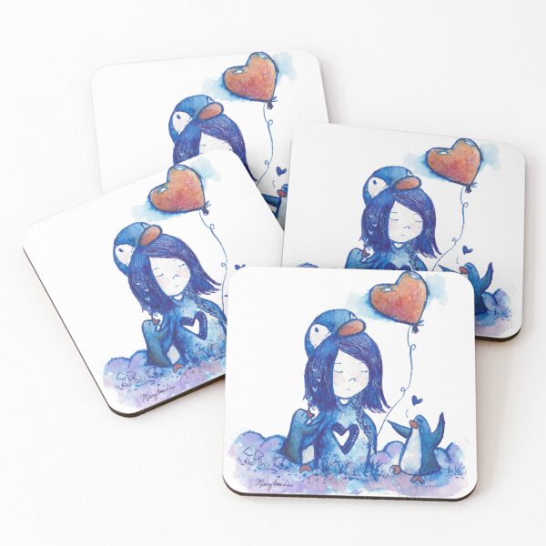 Item preview, Sad broken-hearted penguin girl with heart balloon.  designed and sold by PenguinGirl-Art.