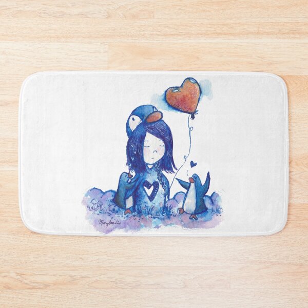 Item preview, Sad broken-hearted penguin girl with heart balloon.  designed and sold by PenguinGirl-Art.