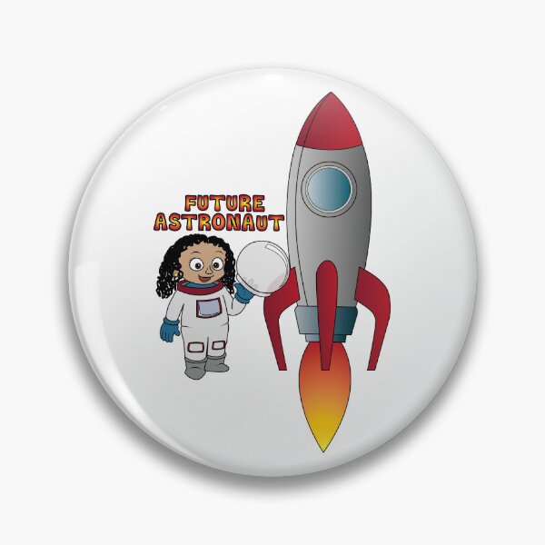 Item preview, 'Future Astronaut' girl with Rocket (Curly hair)  designed and sold by ThingsByNin.