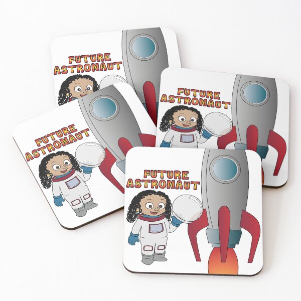 Item preview, 'Future Astronaut' girl with Rocket (Curly hair)  designed and sold by ThingsByNin.