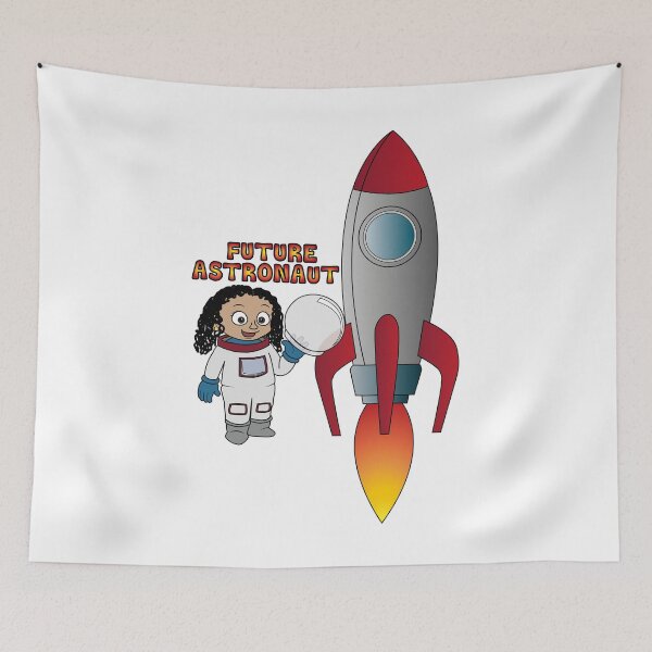 Item preview, 'Future Astronaut' girl with Rocket (Curly hair)  designed and sold by ThingsByNin.
