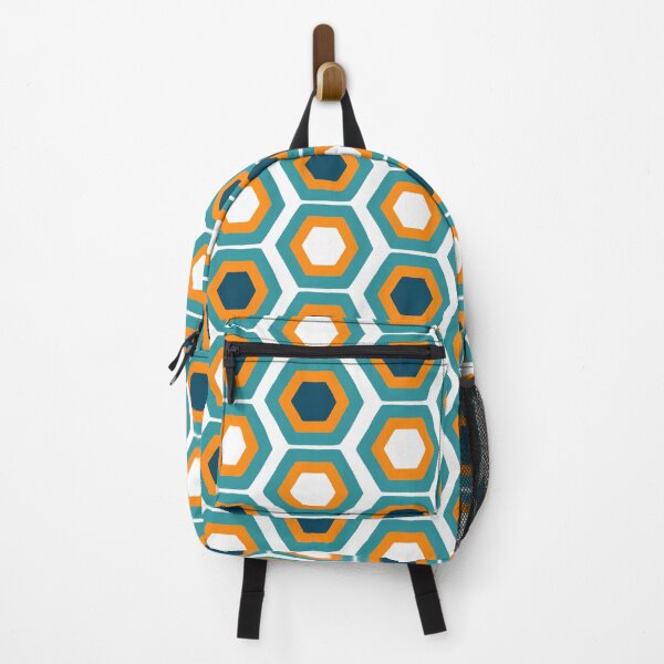 Item preview, Orange, teal and navy honeycomb pattern designed and sold by Home Cyn Home.
