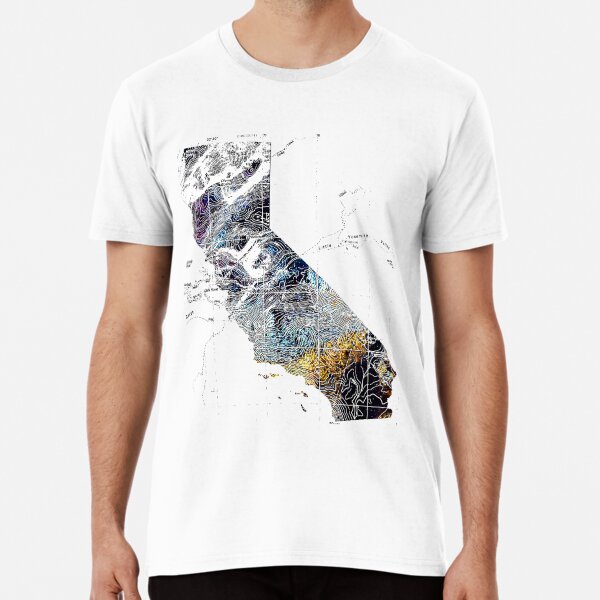 California with Half Dome topography Premium T-Shirt