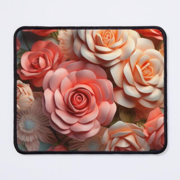 Item preview, Peach 3-d Florals  designed and sold by Kathleen Douglas.