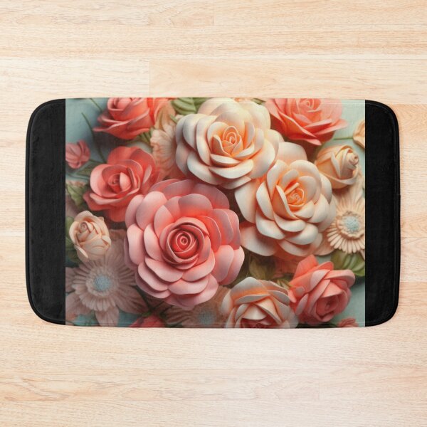 Item preview, Peach 3-d Florals  designed and sold by Kathleen Douglas.