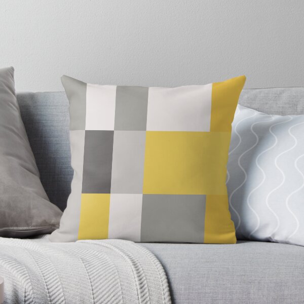 Patchwork moutarde et gris Coussin