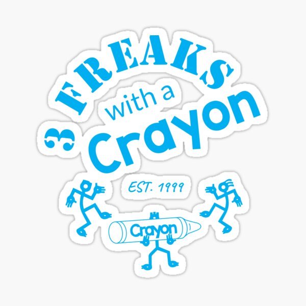 3 Freaks Rounded Cyan Sticker