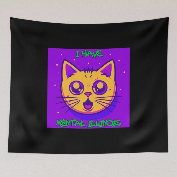 Item preview, "Mental Illinois" Cat Art Print: Hilarious & Embracing Uniqueness and Mental Health Awareness | Pet Cat Illustration designed and sold by NewOtaku64.