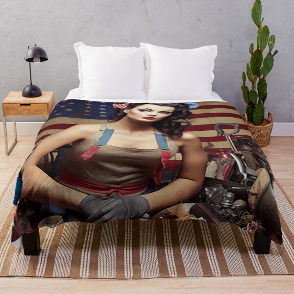 Item preview, USA America Hard Working Vintage Female Worker American Pride designed and sold by BrandonArtWorld.