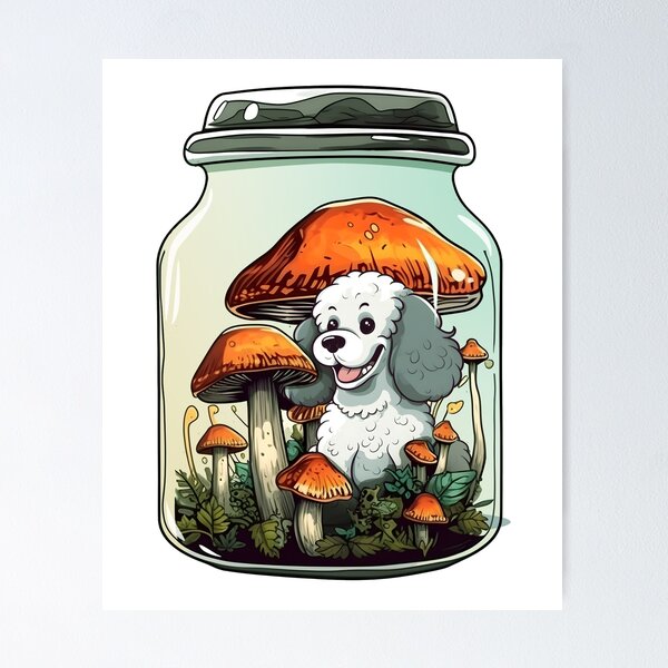 Item preview, Cute Poodle Trap in a Jar Design, Mushroom Poodle Art, Poodle Funny Pet Dog designed and sold by MysteriousJ.