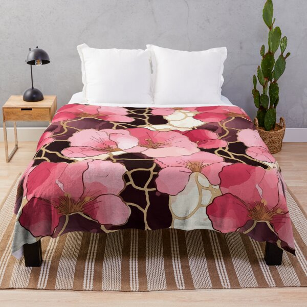 Item preview, Pink Blooms with Gold Metallic Accents Seamless Repeat Floral Pattern designed and sold by Atkisson.