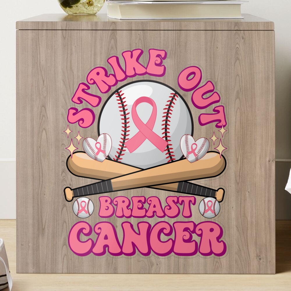 Baseball Pink Ribbon Breast Cancer Sticker for Sale by daynamichelle