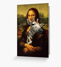 Mona Lisa Loves Giraffes Greeting Card